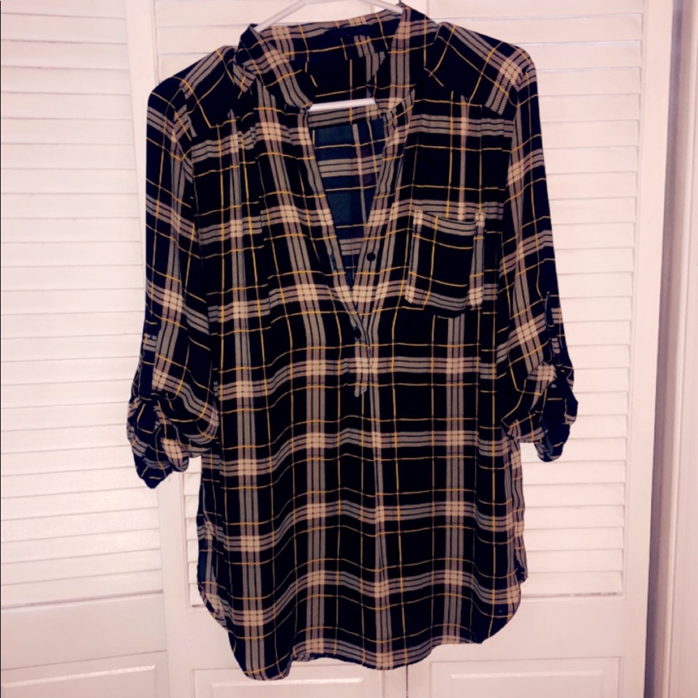 Boutique silk plaid top